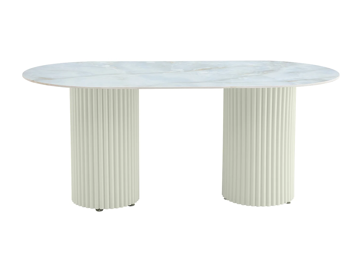 Table à manger céramique marbré moka 180x90 cm pieds beiges – KEYSHA