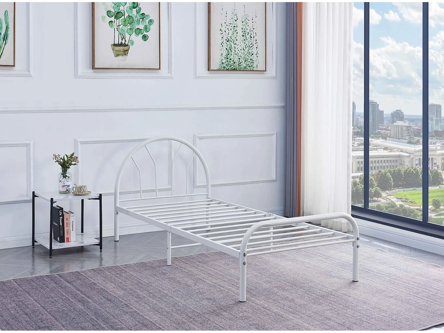 Lit enfant en métal BLANC 90X190cm - ECO