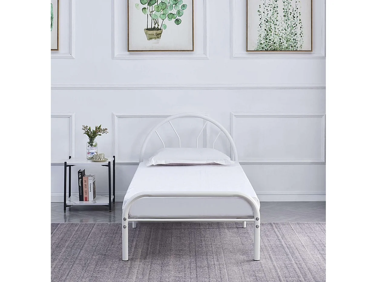 Lit enfant en métal BLANC 90X190cm - ECO