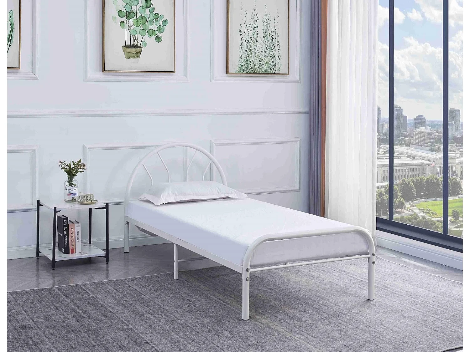 Lit enfant métal blanc 90x190 cm 1 place ECO