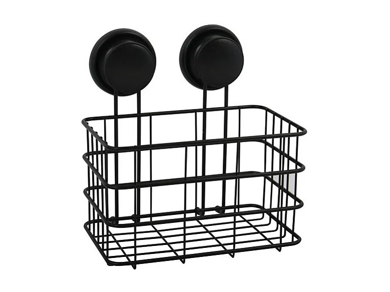 Cesto de Duche Milady Preto com Ventosas Potentes - Arrumação Compacta e Prática