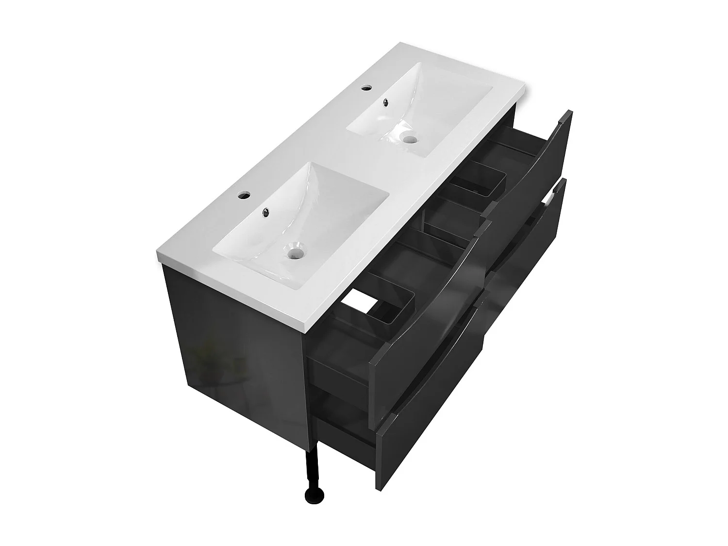 Meuble de salle de bain Brillant, Meuble de sol 120cm avec simple vasque + 4 tiroirs, Anthracite