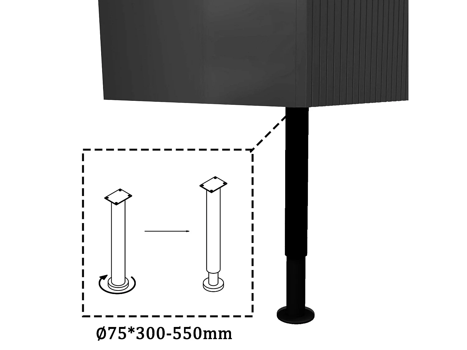 Meuble de salle de bain Strié Brillant, Meuble de sol 120cm avec simple vasque + 4 tiroirs, Anthracite