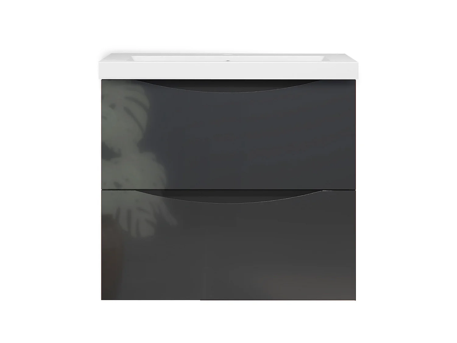 Meuble de salle de bain suspendu Brillant 60cm avec simple vasque + 2 tiroirs, Anthracite