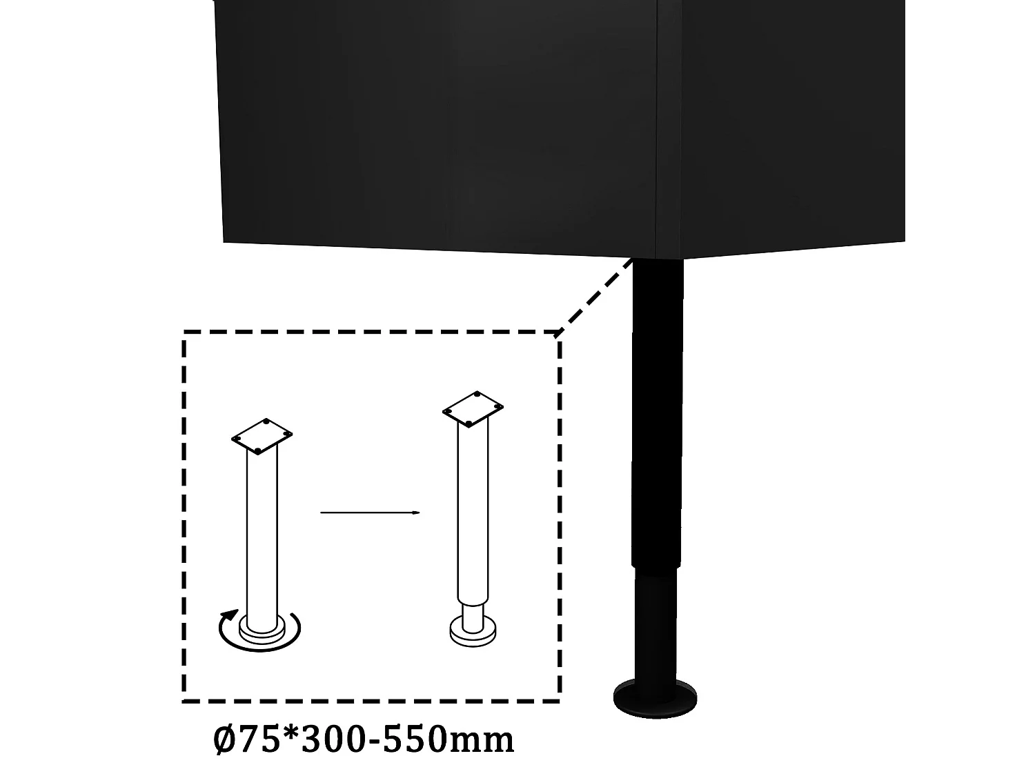 Meuble de salle de bain Brillant, Meuble de sol 120cm avec simple lavabo + 4 tiroirs, Noir