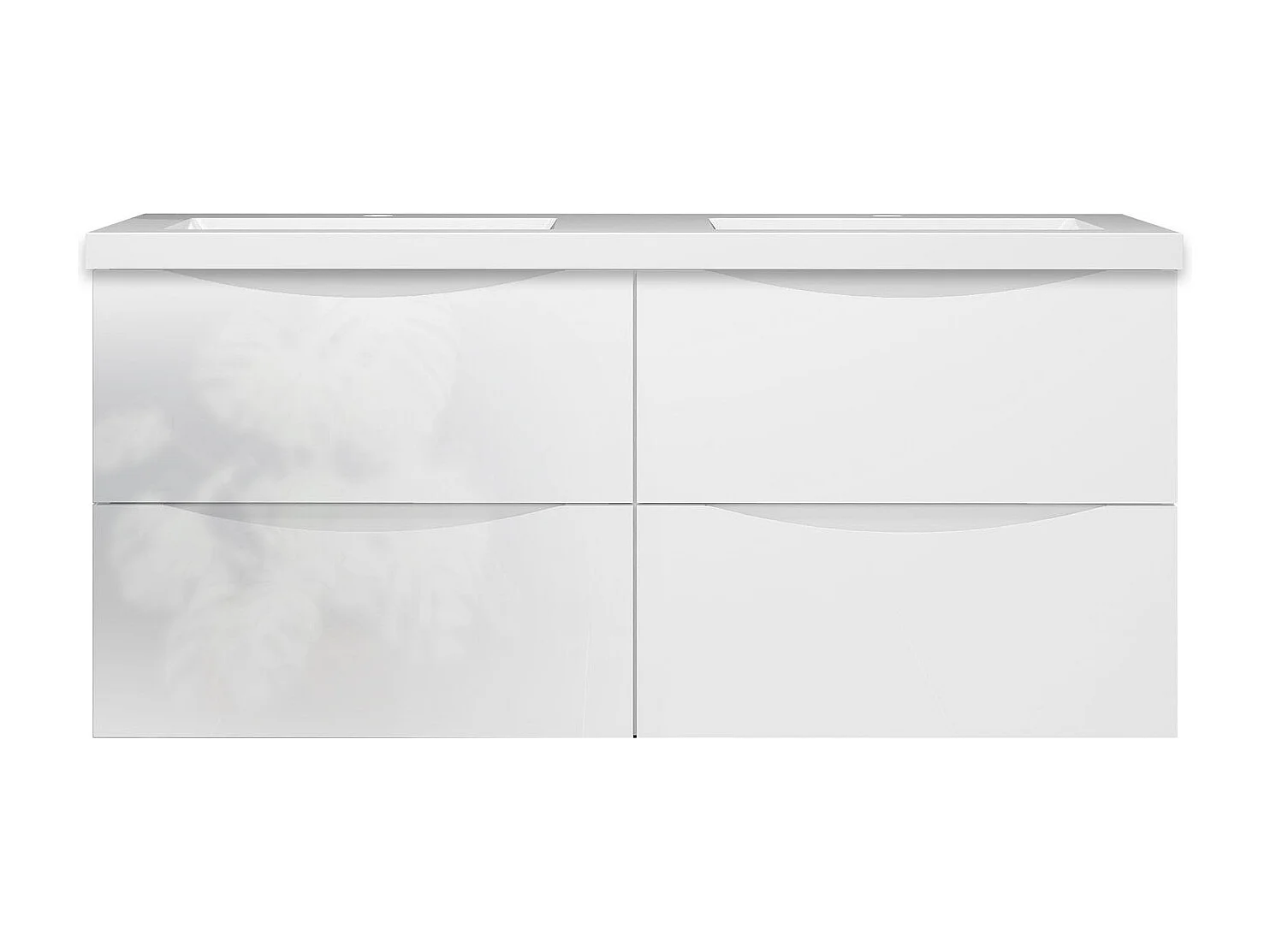 Meuble de salle de bain suspendu Brillant 120cm avec simple vasque + 4 tiroirs, Blanc