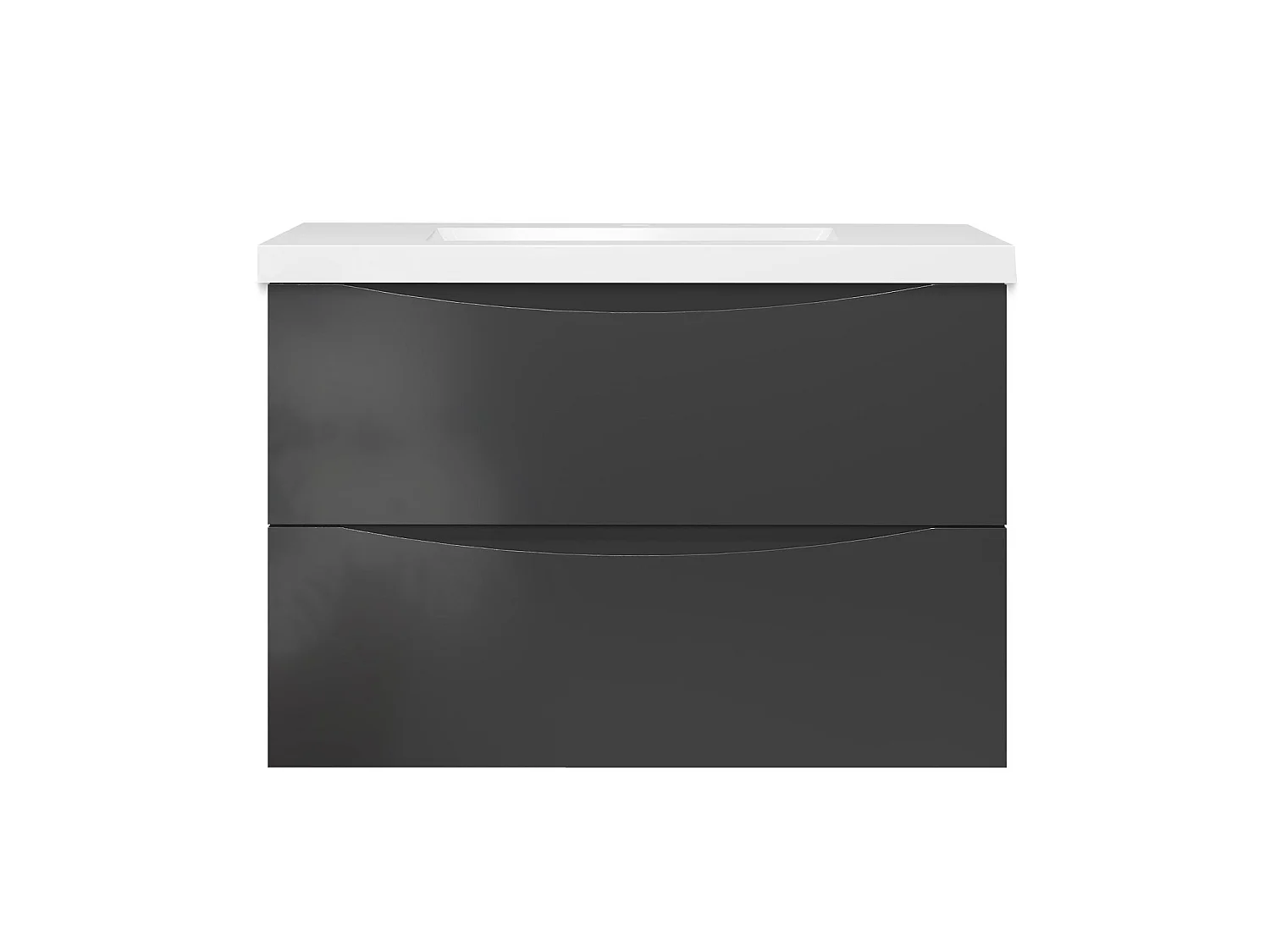 Meuble de salle de bain suspendu Brillant 80cm avec simple vasque + 2 tiroirs, Anthracite