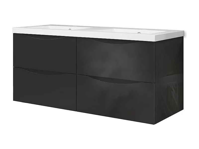 Meuble de salle de bain suspendu Brillant 120cm avec simple vasque + 4 tiroirs, Anthracite
