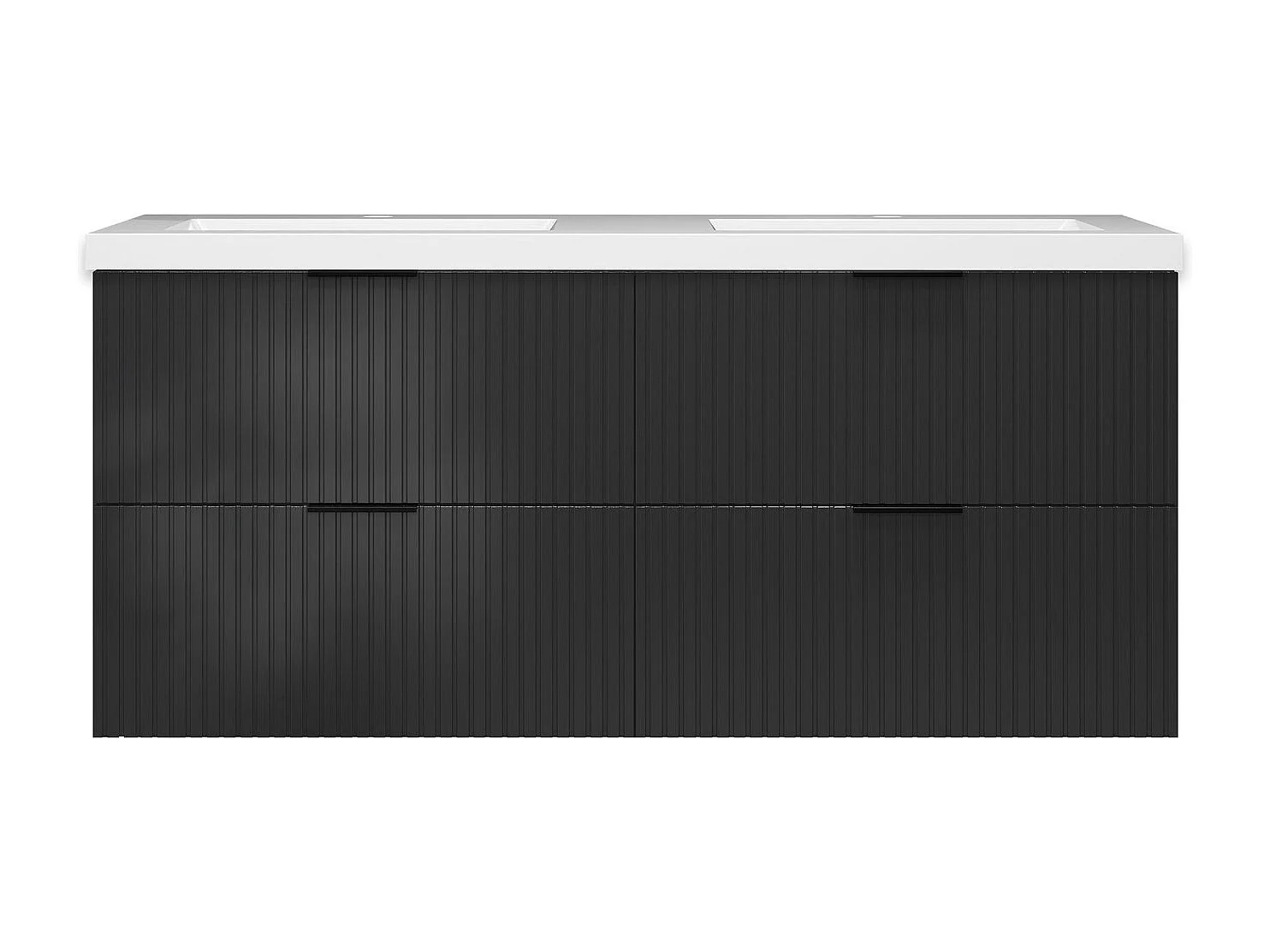 Meuble de salle de bain suspendu Strié Brillant 120cm avec simple vasque + 4 tiroirs, Anthracite