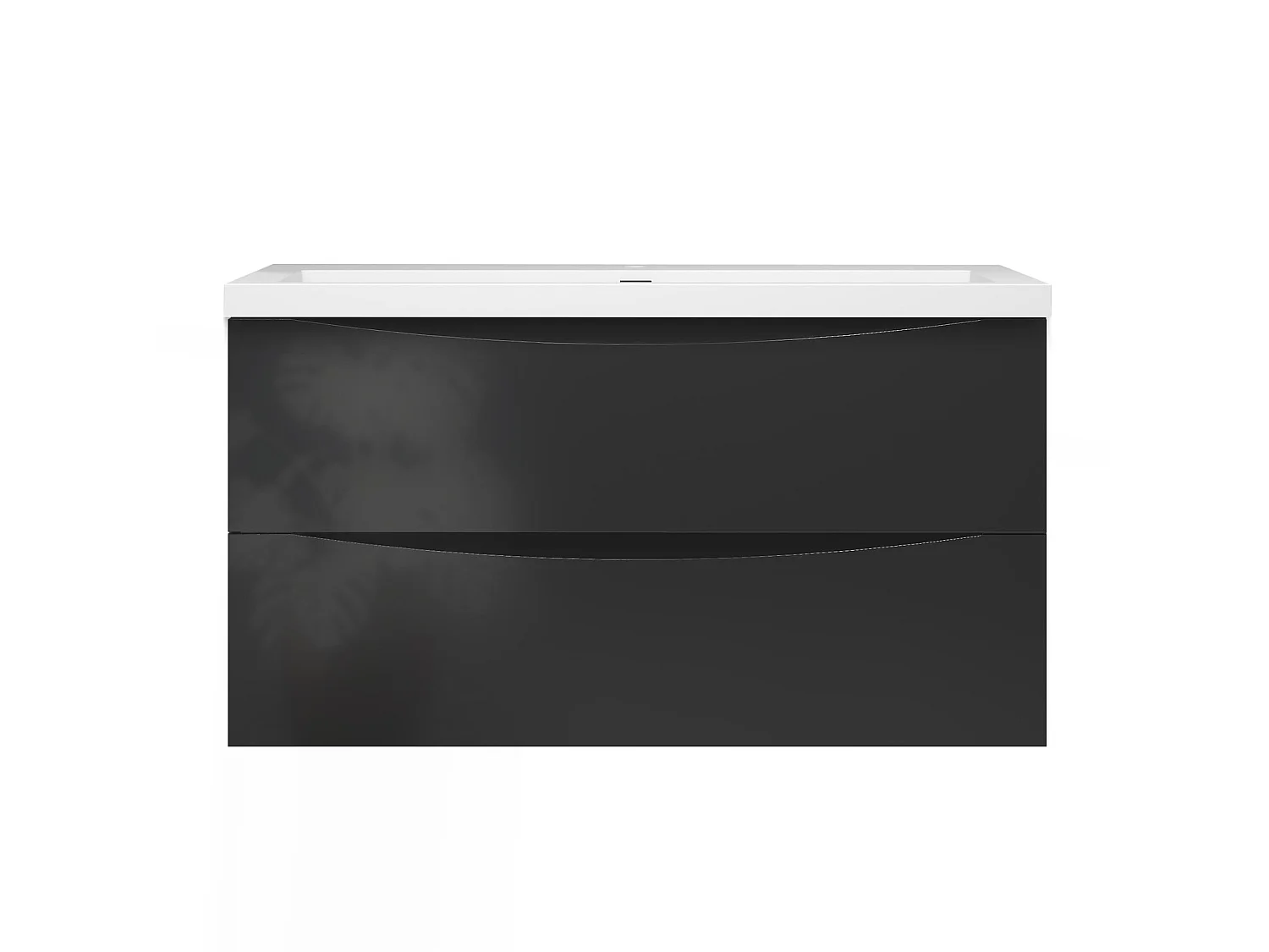 Meuble de salle de bain suspendu Brillant 100cm avec simple lavabo + 2 tiroirs, Anthracite