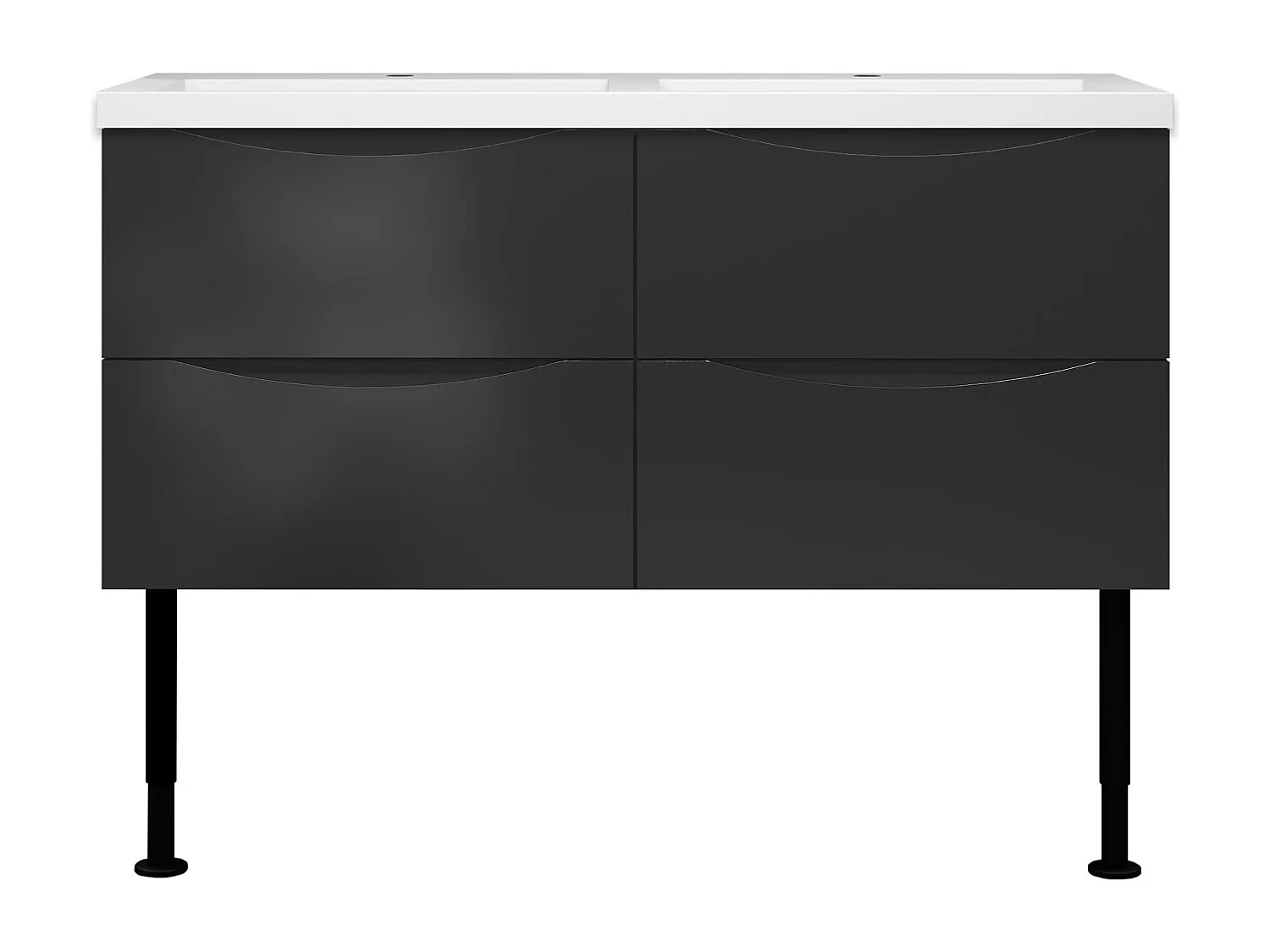 Meuble de salle de bain Brillant, Meuble de sol 120cm avec simple lavabo + 4 tiroirs, Anthracite