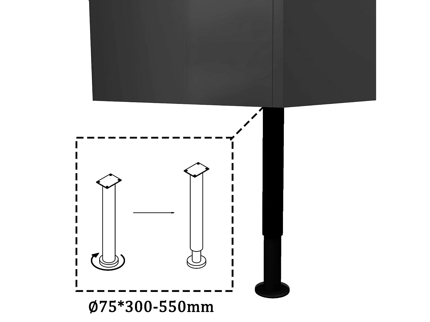 Meuble de salle de bain Brillant, Meuble de sol 120cm avec simple lavabo + 4 tiroirs, Anthracite