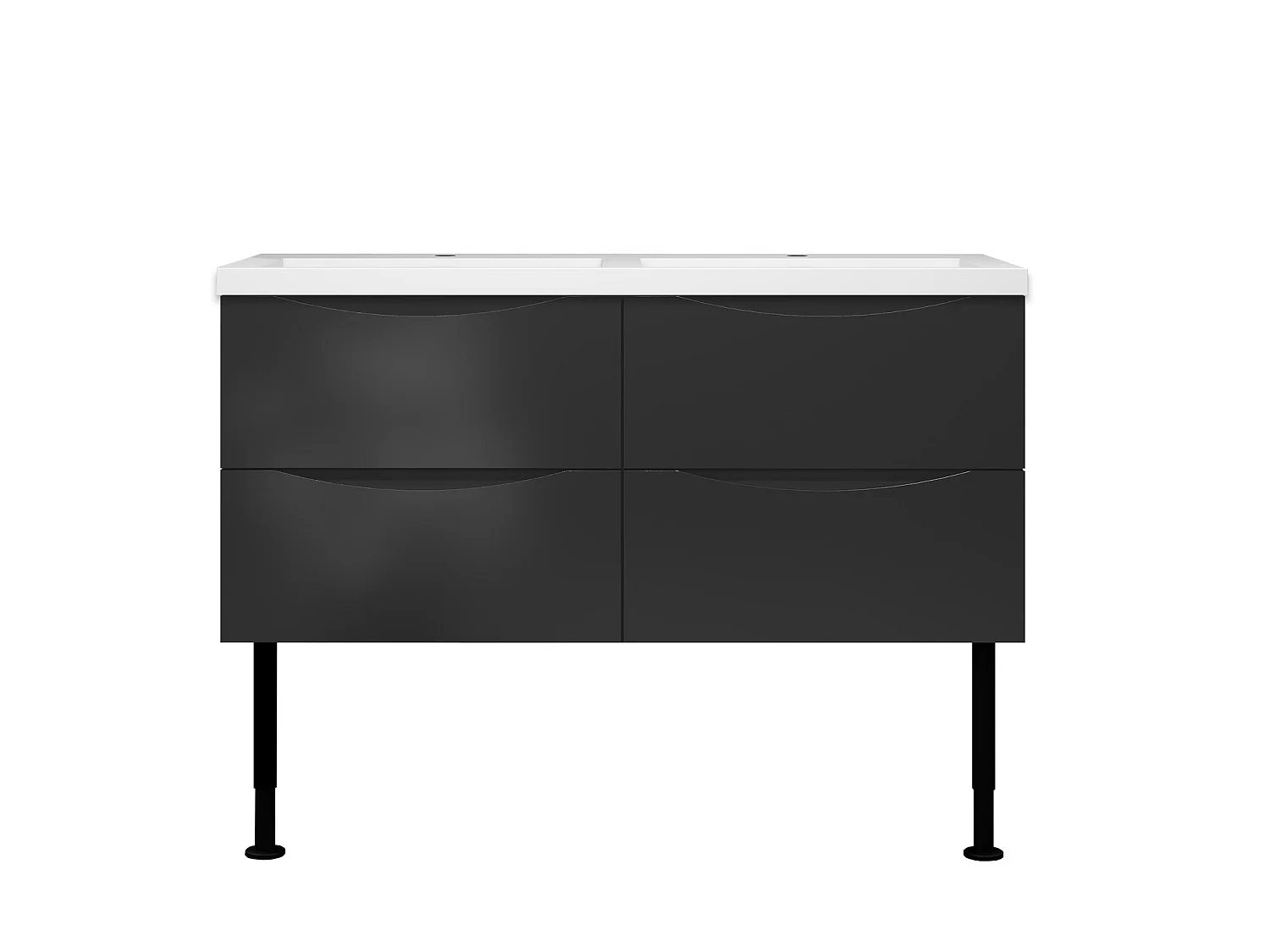 Meuble de salle de bain Brillant, Meuble de sol 120cm avec simple lavabo + 4 tiroirs, Anthracite