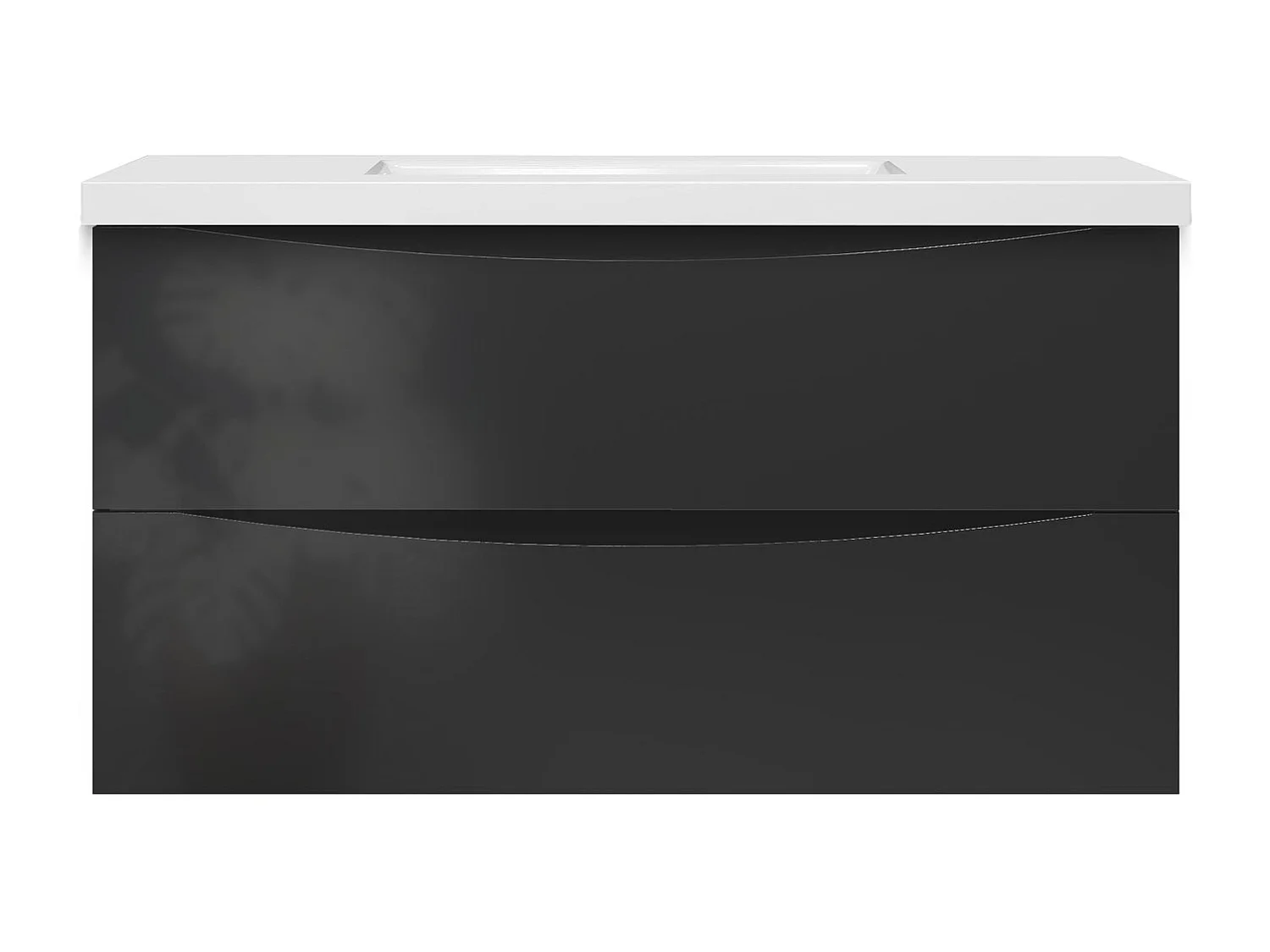 Meuble de salle de bain suspendu Brillant 100cm avec simple vasque + 2 tiroirs, Anthracite