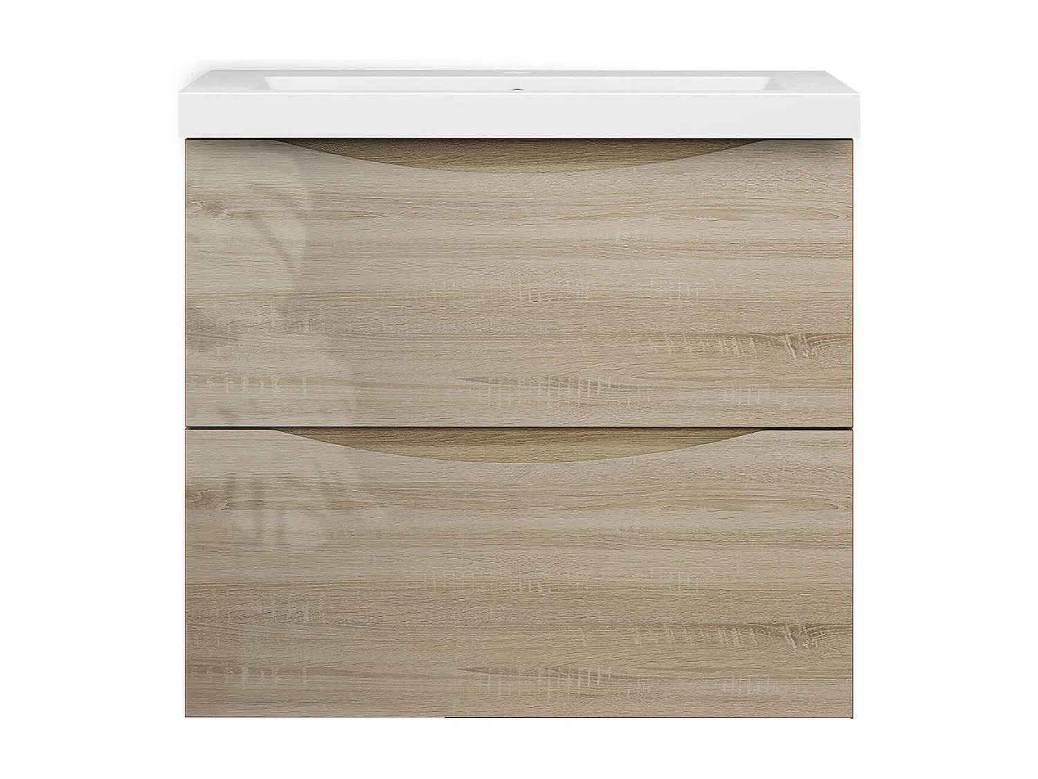 Meuble de salle de bain suspendu Brillant 60cm avec simple vasque + 2 tiroirs, Chêne