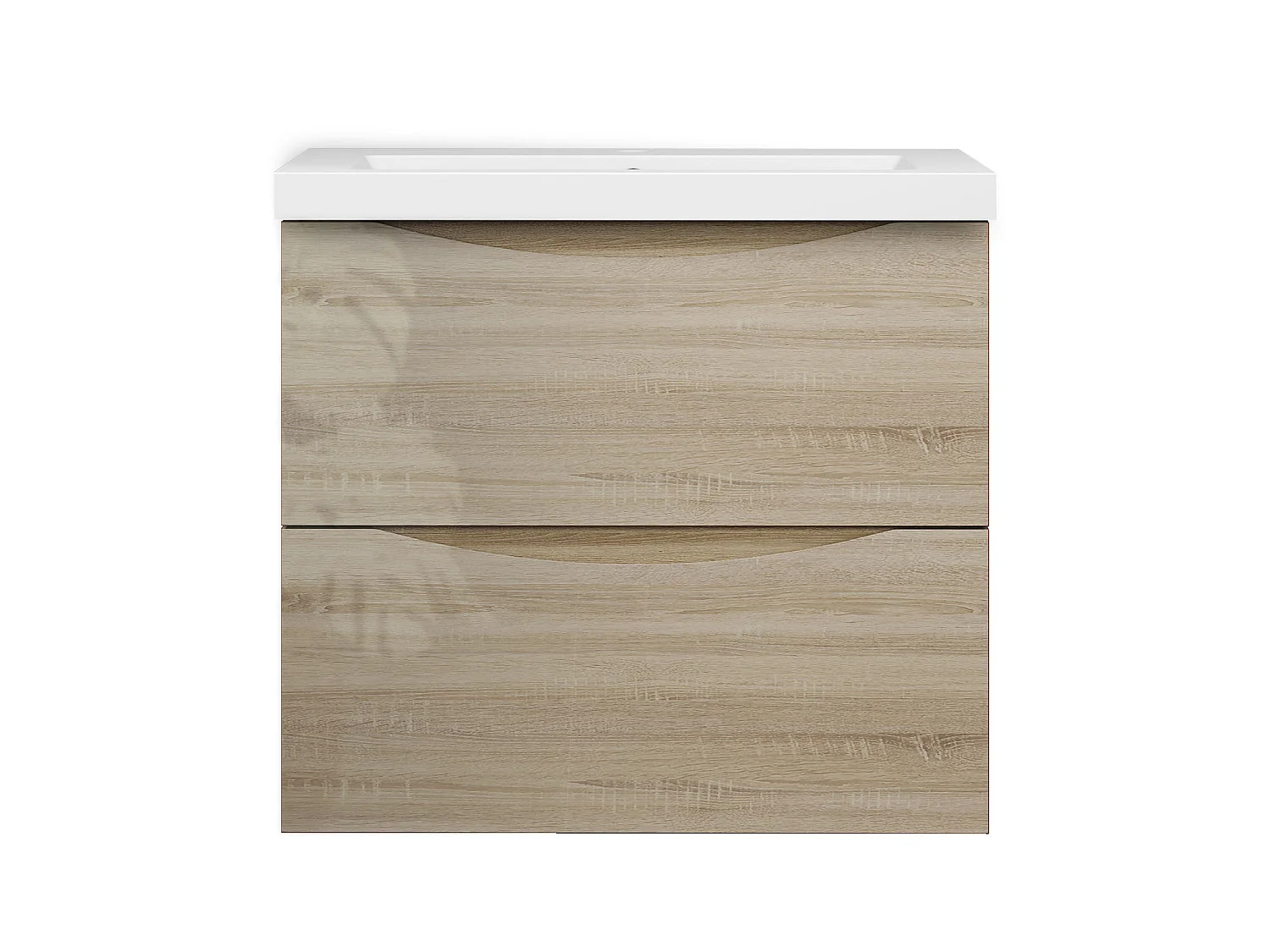 Meuble de salle de bain suspendu Brillant 60cm avec simple vasque + 2 tiroirs, Chêne