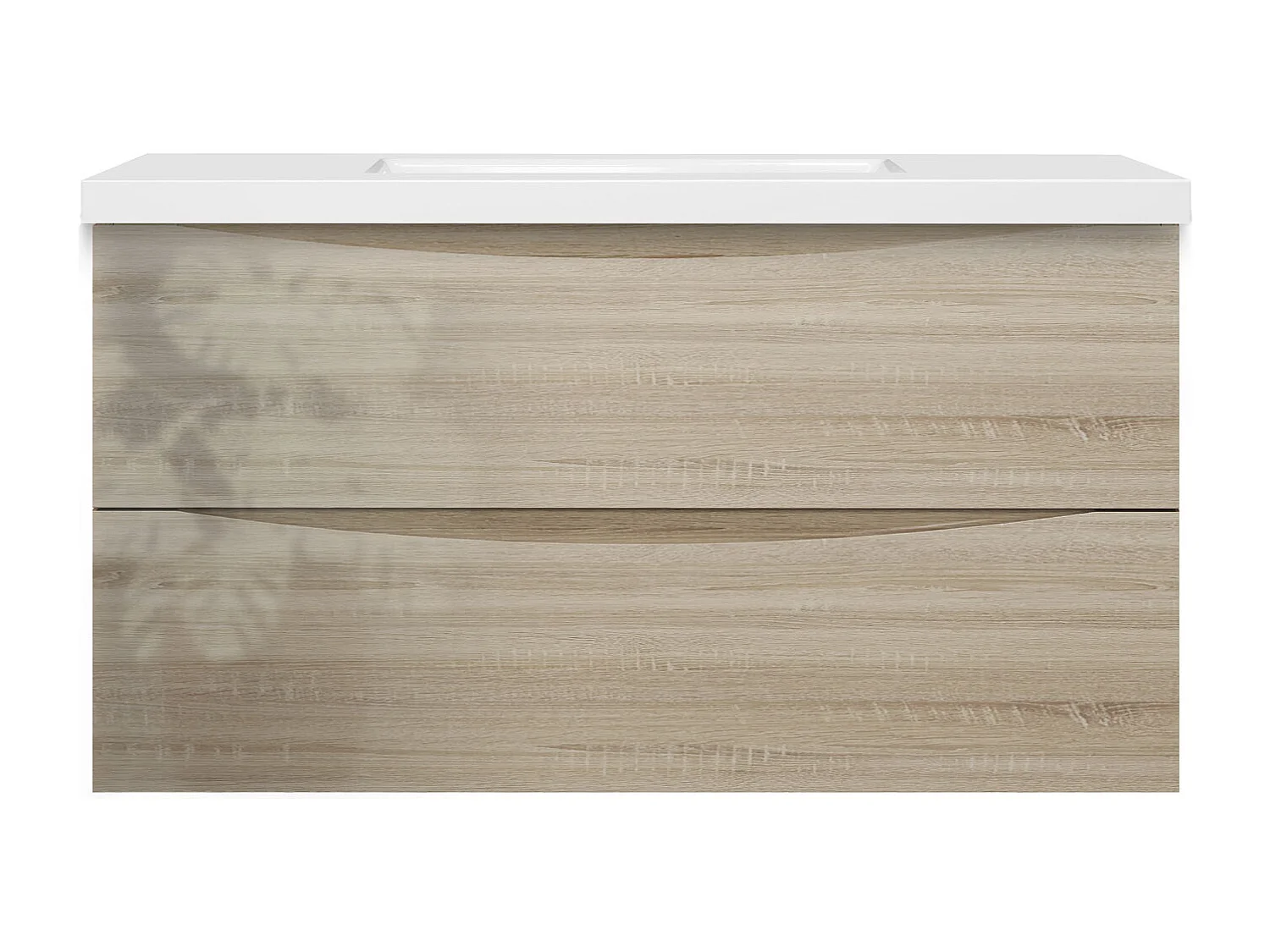 Meuble de salle de bain suspendu Brillant 100cm avec simple vasque + 2 tiroirs, Chêne