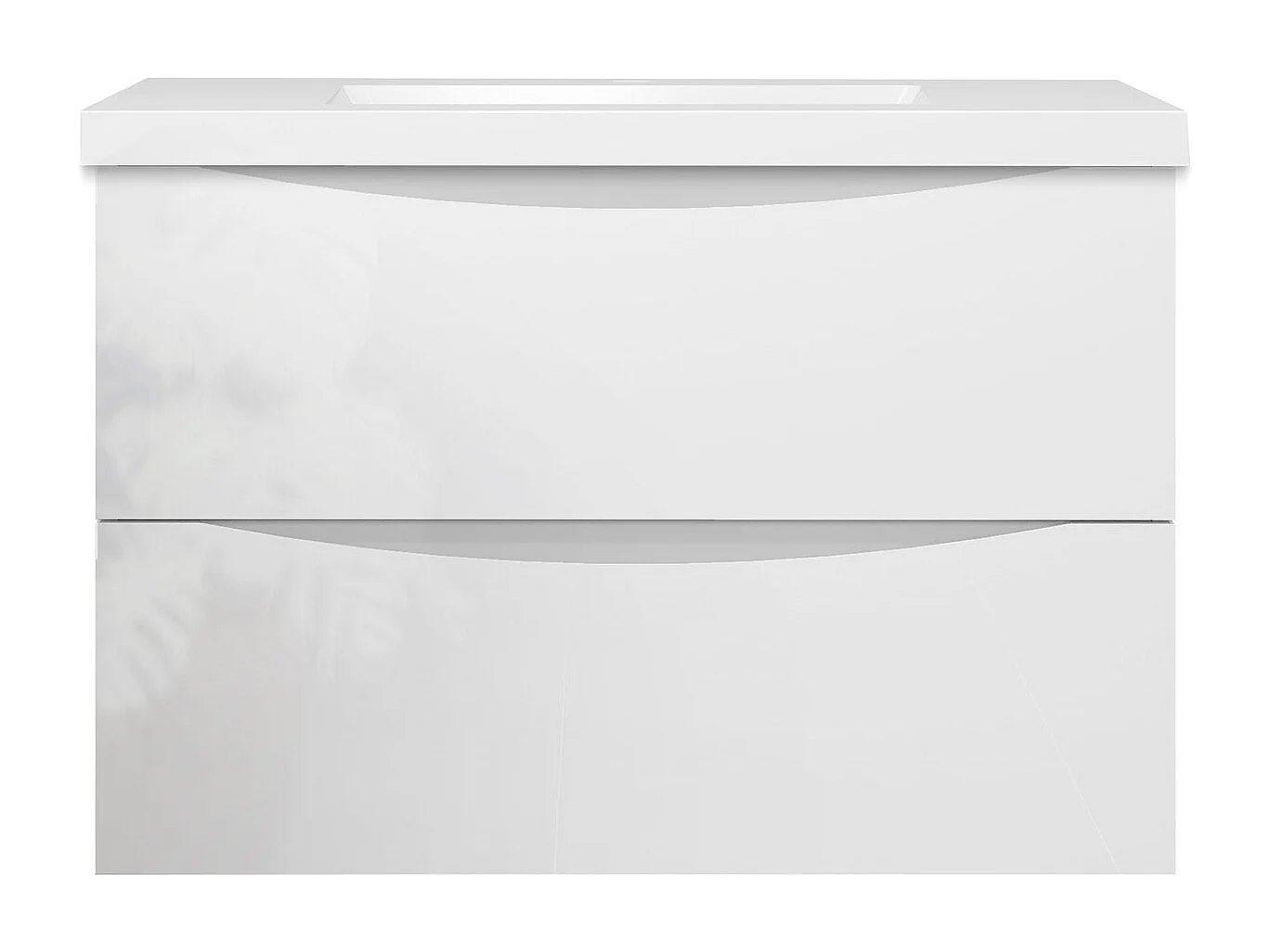 Meuble de salle de bain suspendu Brillant 80cm avec simple vasque + 2 tiroirs, Blanc