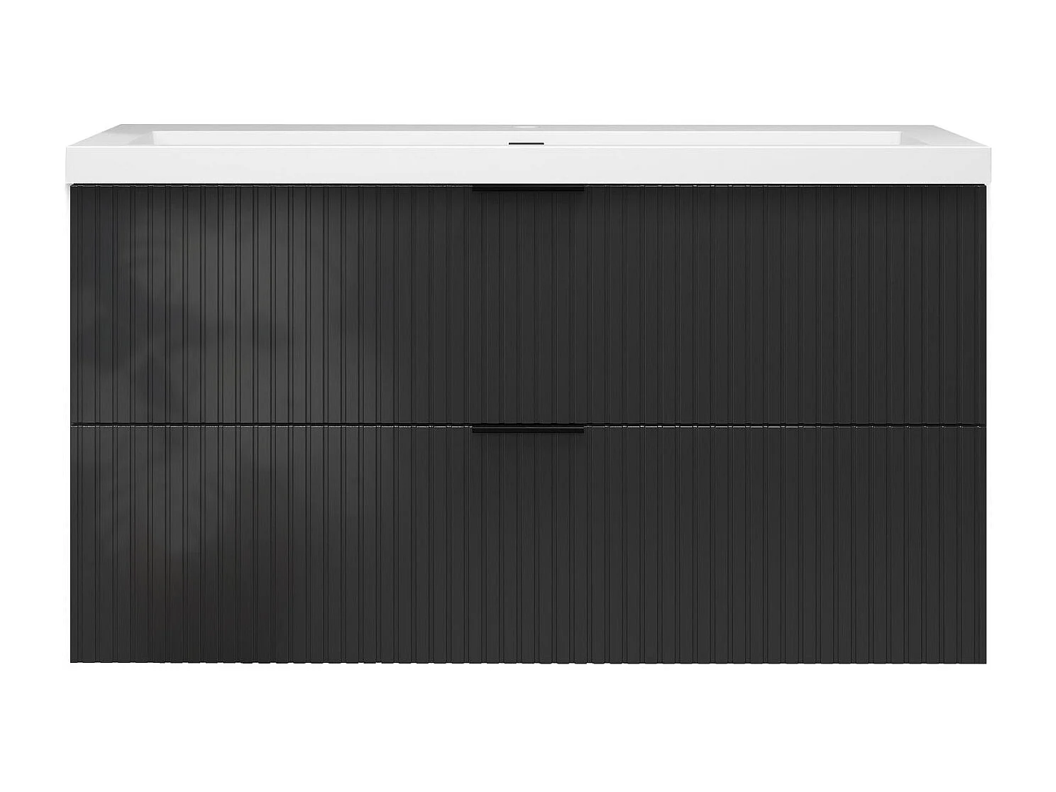 Meuble de salle de bain suspendu Strié Brillant 100cm avec simple lavabo + 2 tiroirs, Anthracite