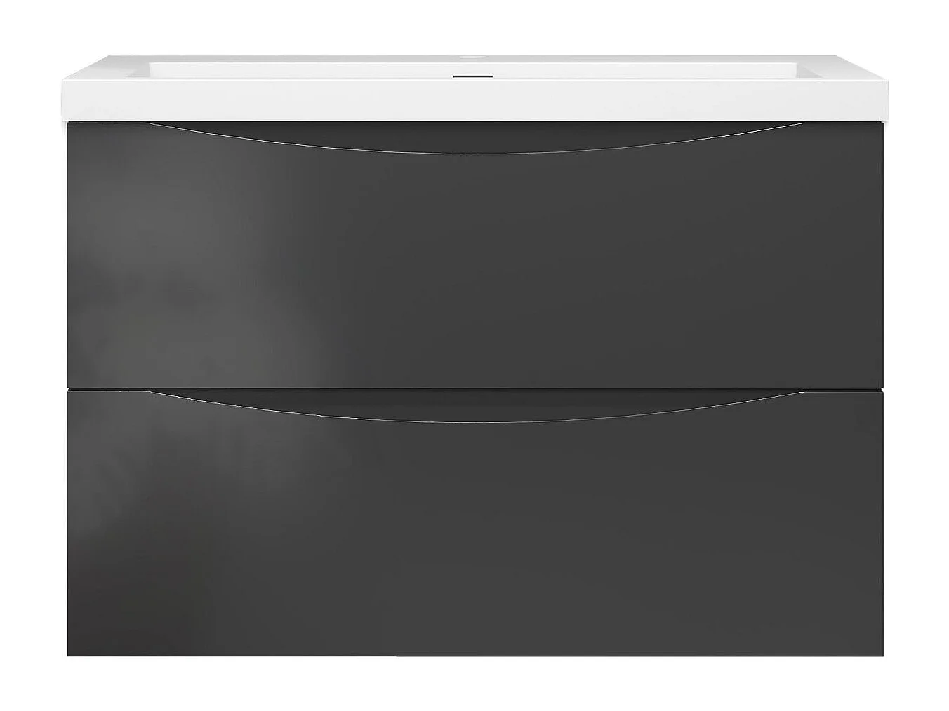 Meuble de salle de bain suspendu Brillant 80cm avec simple lavabo + 2 tiroirs, Anthracite