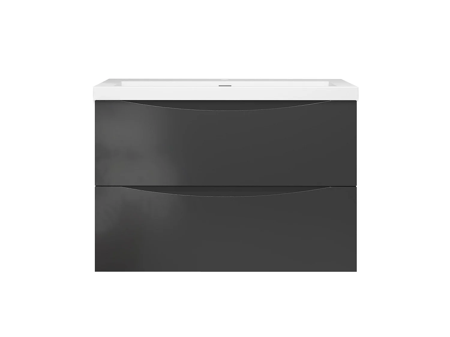 Meuble de salle de bain suspendu Brillant 80cm avec simple lavabo + 2 tiroirs, Anthracite
