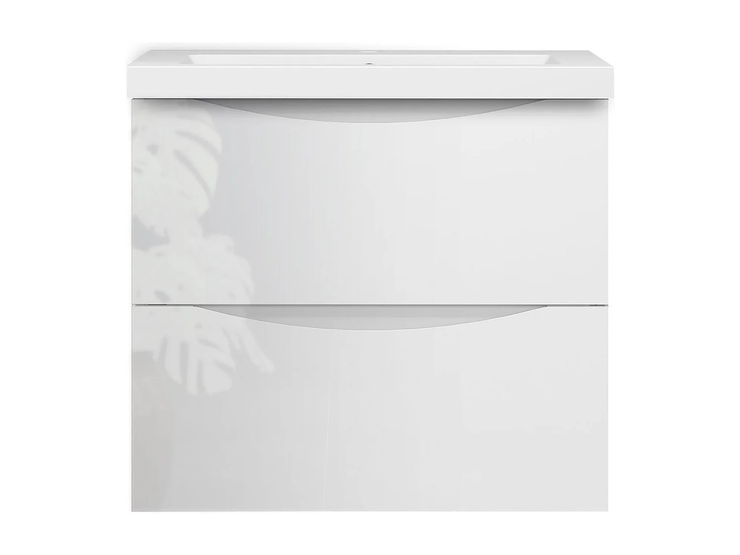 Meuble de salle de bain suspendu Brillant 60cm avec simple vasque + 2 tiroirs, Blanc