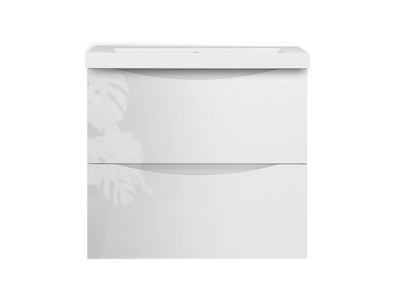 Meuble de salle de bain suspendu Brillant 60cm avec simple vasque + 2 tiroirs, Blanc