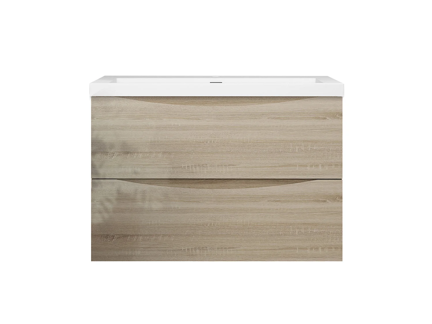 Meuble de salle de bain suspendu Brillant 80cm avec simple lavabo + 2 tiroirs, Chêne