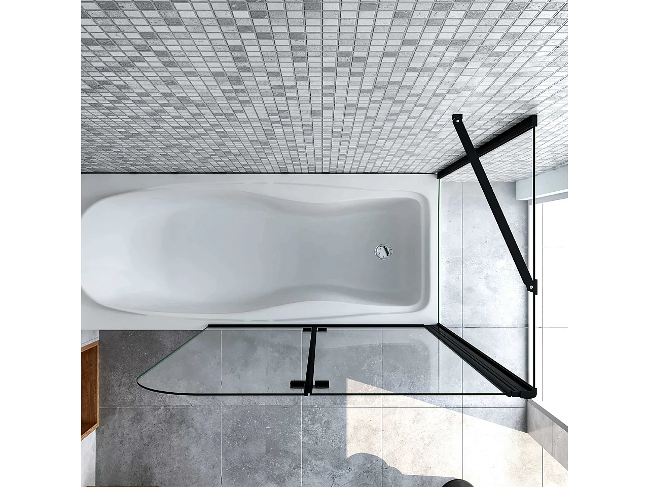 Parete Doccia 110x140cm Sopravasca Angolare 2 Ante Pieghevoli con Parete Laterale 75cm Vetro Temperato 6 mm Trasparente Anticalcare Nero Opaco