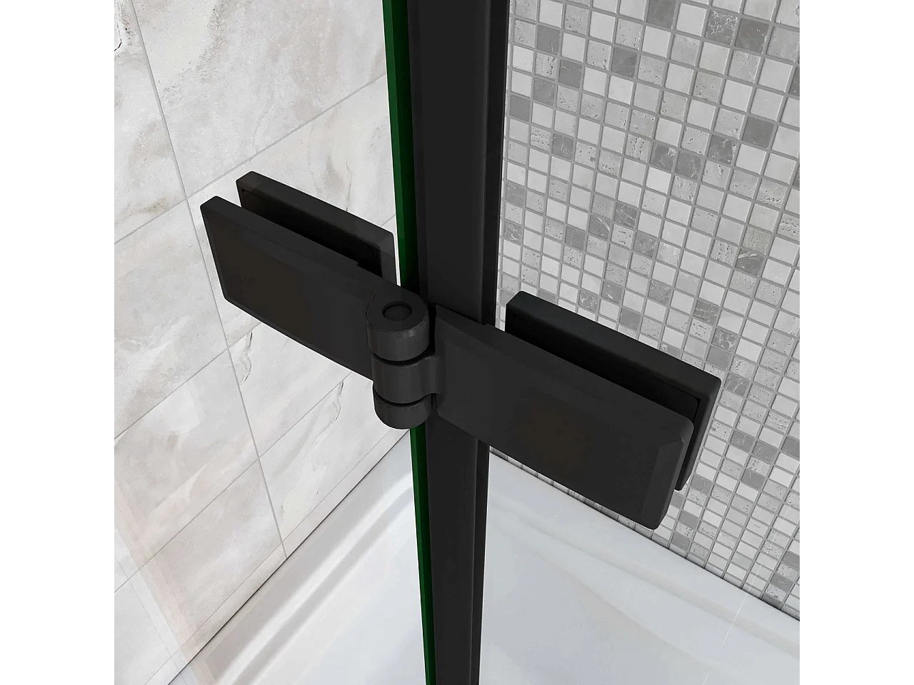 Parete Doccia 110x140cm Sopravasca Angolare 2 Ante Pieghevoli con Parete Laterale 75cm Vetro Temperato 6 mm Trasparente Anticalcare Nero Opaco