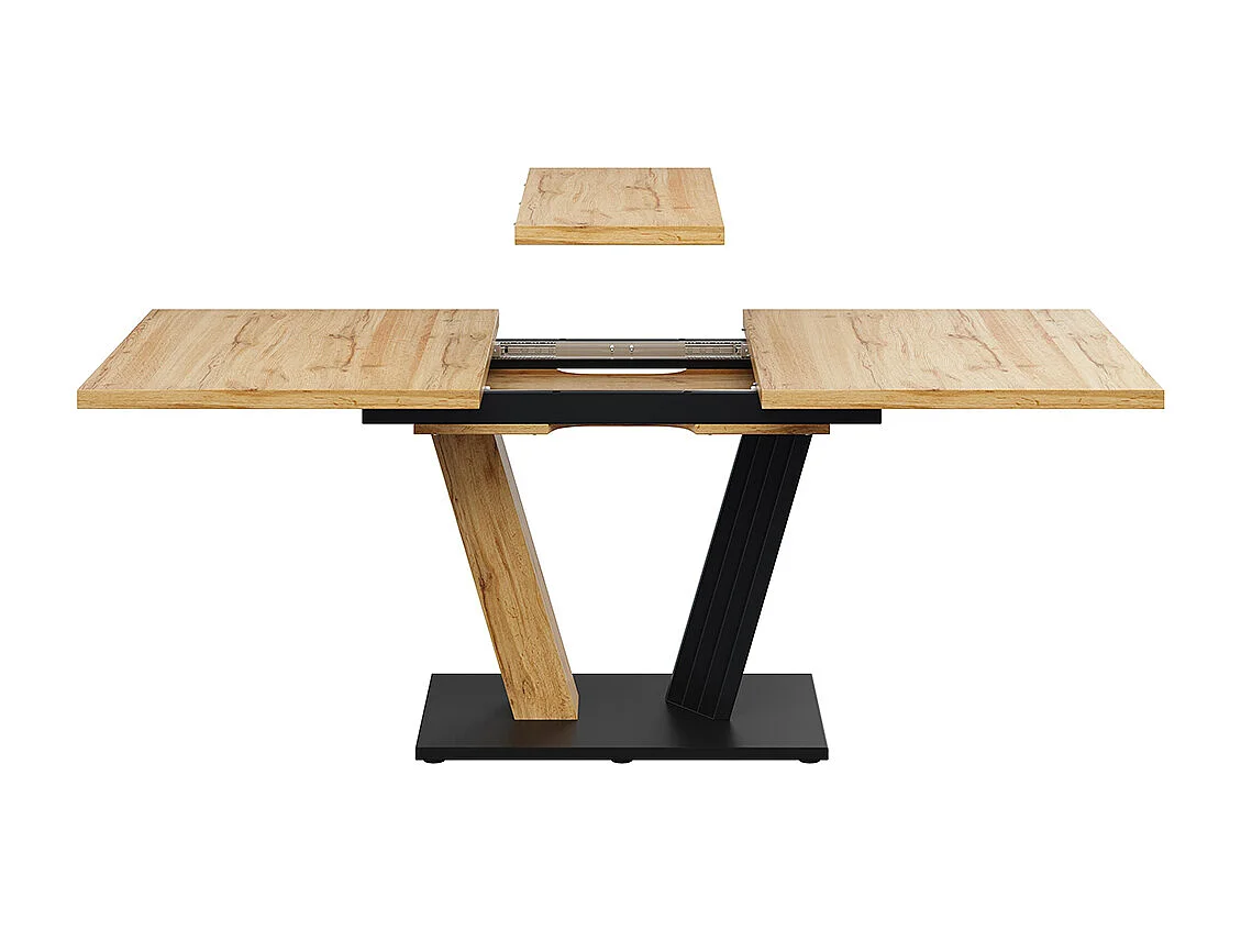 Table à rallonge avec plateau en marbre, table de cuisine avec plateau extensible et cadre de table papillon, Couleur bois