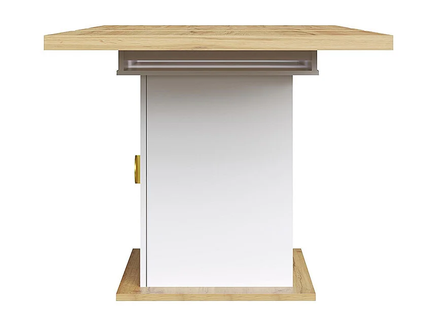 Table à rallonge pour la salle à manger, la cuisine et le salon, 110 (140) x 70 x 76 cm, placage bois avec relief, blanc