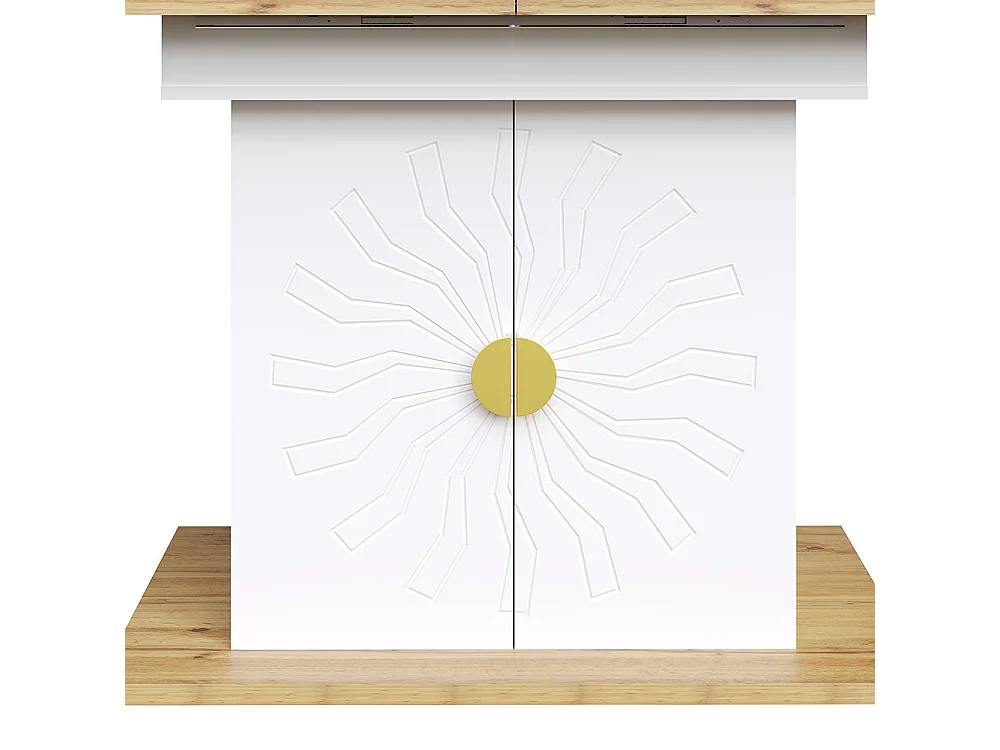 Table à rallonge pour la salle à manger, la cuisine et le salon, 110 (140) x 70 x 76 cm, placage bois avec relief, blanc