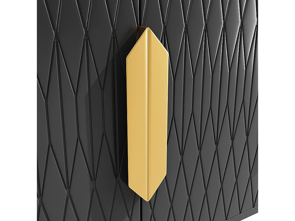 Aparador 140x40x80 cm, estilo contemporâneo, com quatro portas e duas prateleiras ajustáveis em altura, preto