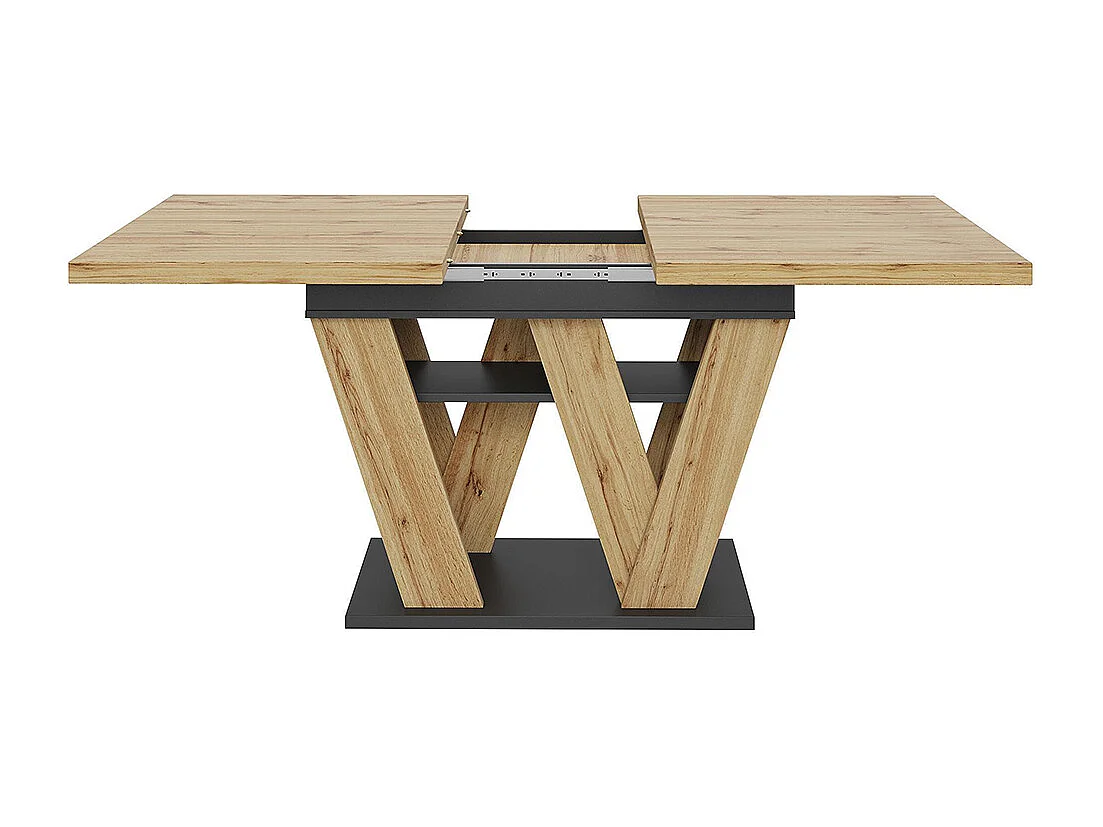 Uitschuifbare tafel (119–158,5 × 80 cm), tafel, keukentafel, uitschuifbare tafel, met W-vormige poten, houten afwerking