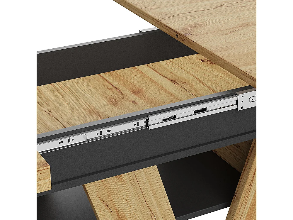 Uitschuifbare tafel (119–158,5 × 80 cm), tafel, keukentafel, uitschuifbare tafel, met W-vormige poten, houten afwerking