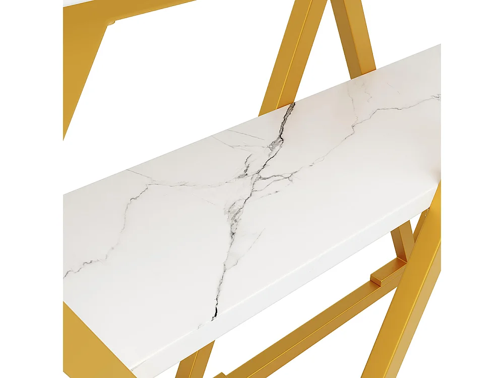 Table d'appoint (1) - 120 x 29,5 x 80 cm - Table de salle à manger, plateau en bois, plateau en marbre, blanc