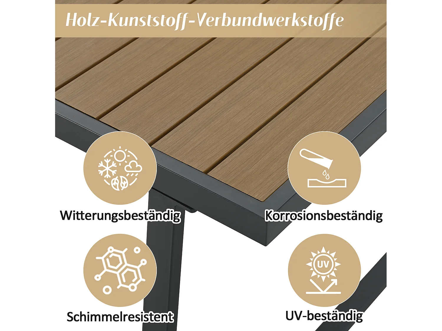 Set di mobili da giardino 4 pezzi, divano a 3 posti, 2 poltrone e tavolino, beige