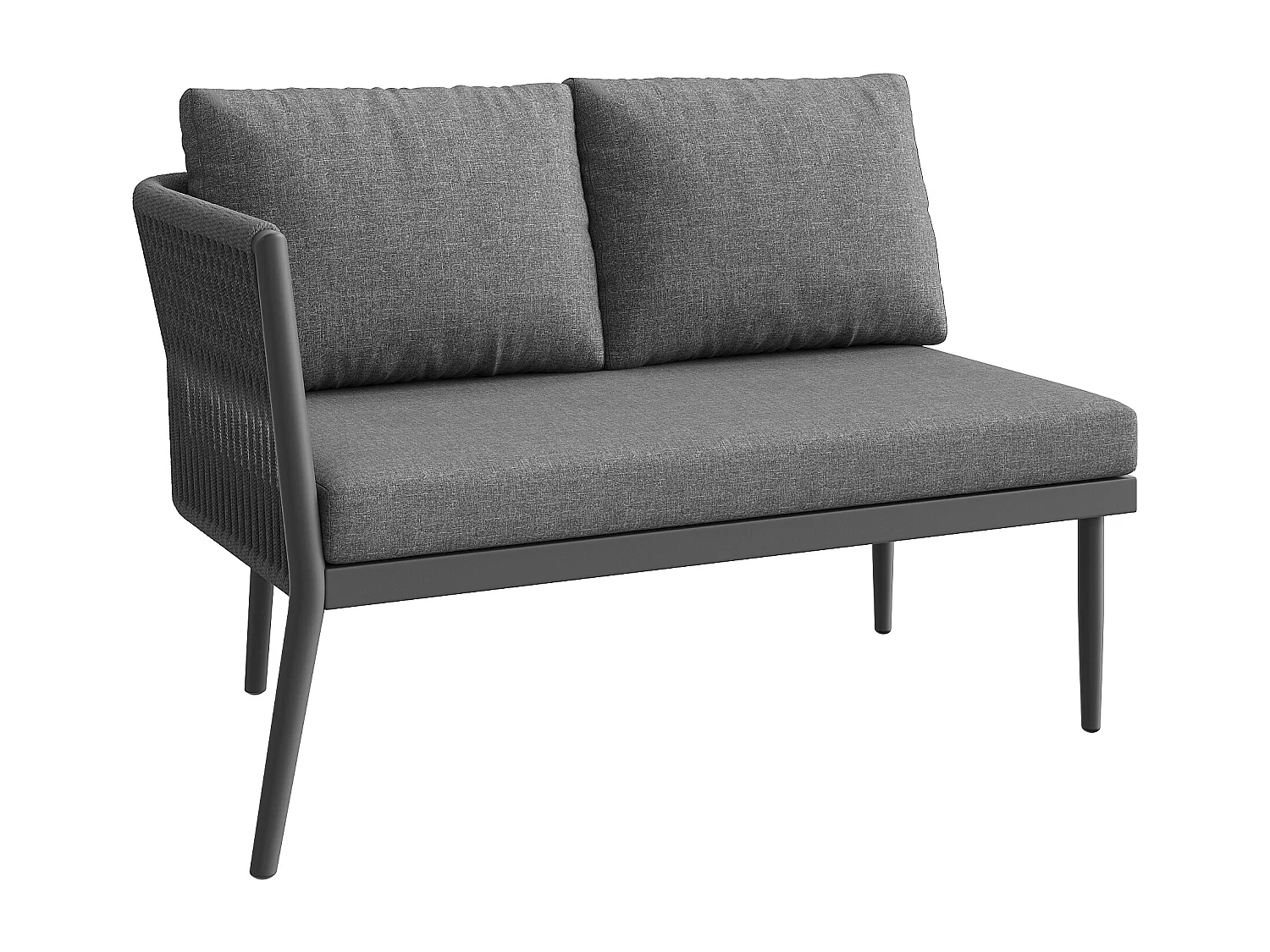 Salon de jardin pour 5-6 personnes, rotin PE avec banc et coussin imperméables, modulable, gris