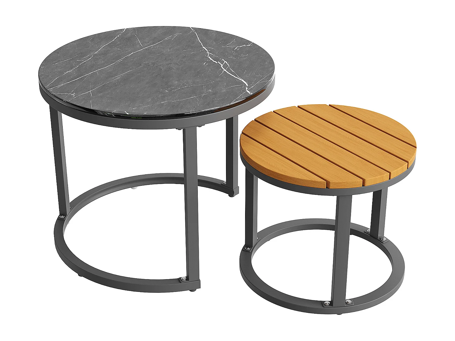 Salon de jardin pour 5-6 personnes, rotin PE avec banc et coussin imperméables, modulable, gris