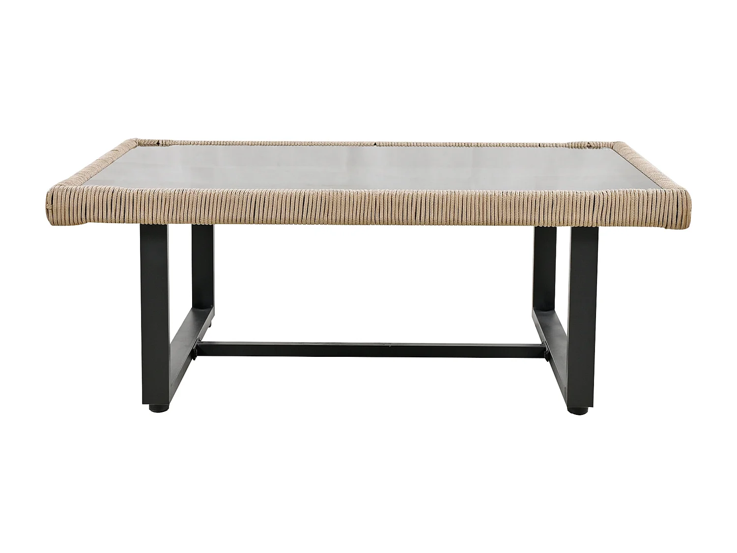 Gartenmöbel mit Seildetails, Glasplatte, inklusive Sitz- und Rückenkissen, beige