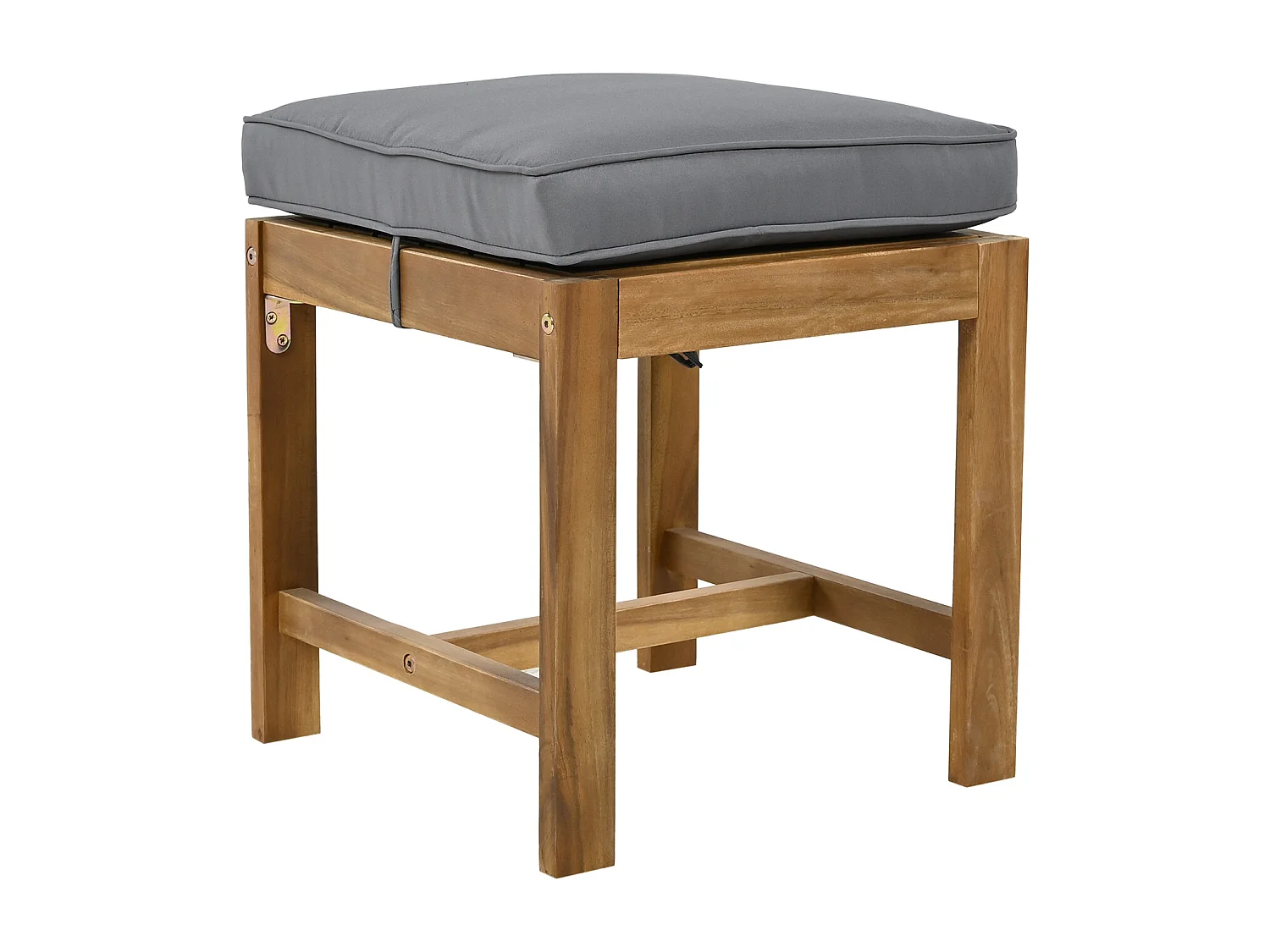 Tuinset 6-delig, 3-zitsbank, 2 1-zitsbanken, 2 krukken, eettafel, acaciahouten tafelblad, grijs