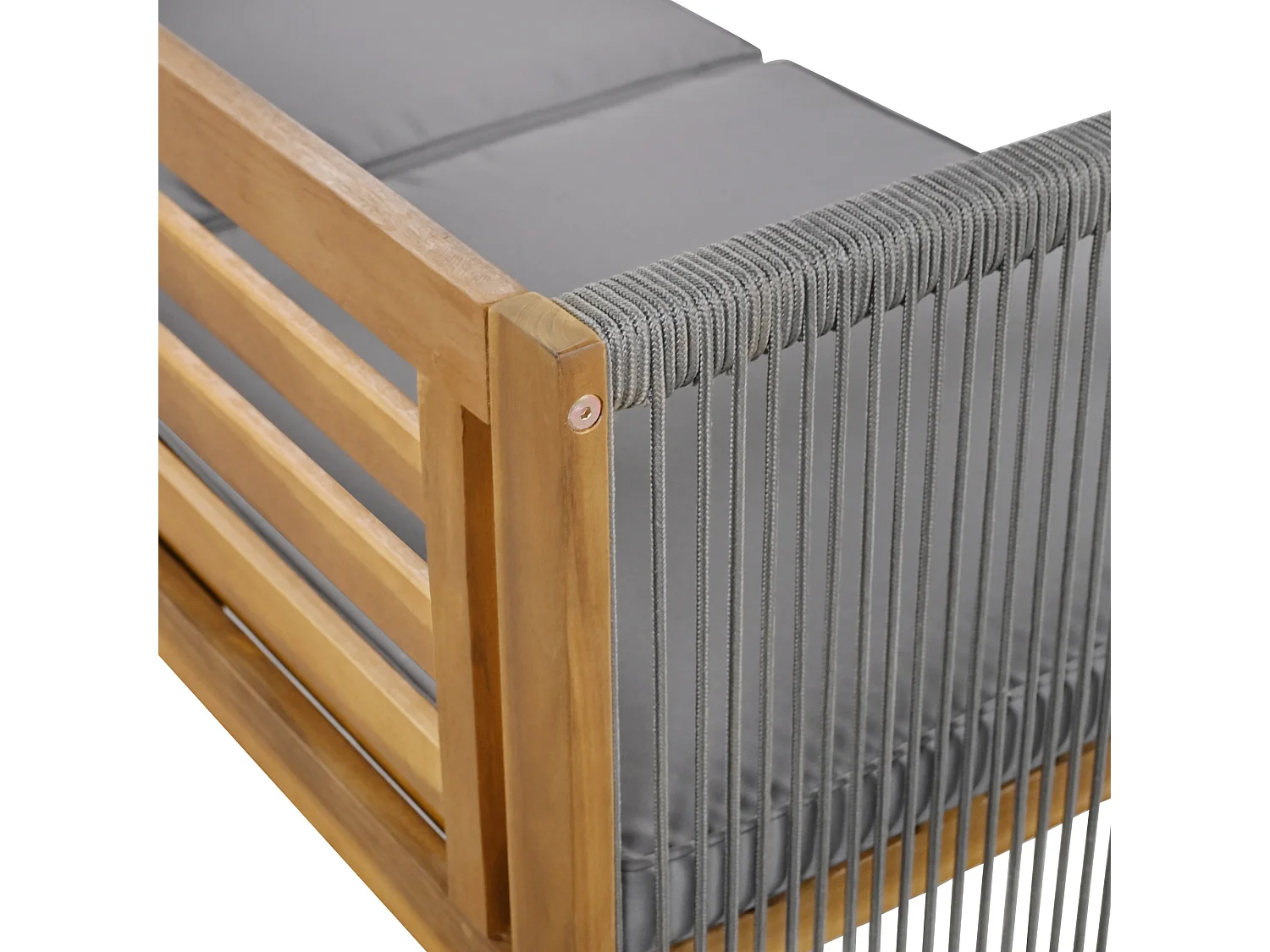 Mobili da giardino, con cuscini per il comfort, 2 poltrone e tavolo, per esterni, tavolo e sedie, effetto finto rattan, legno di acacia, grigio