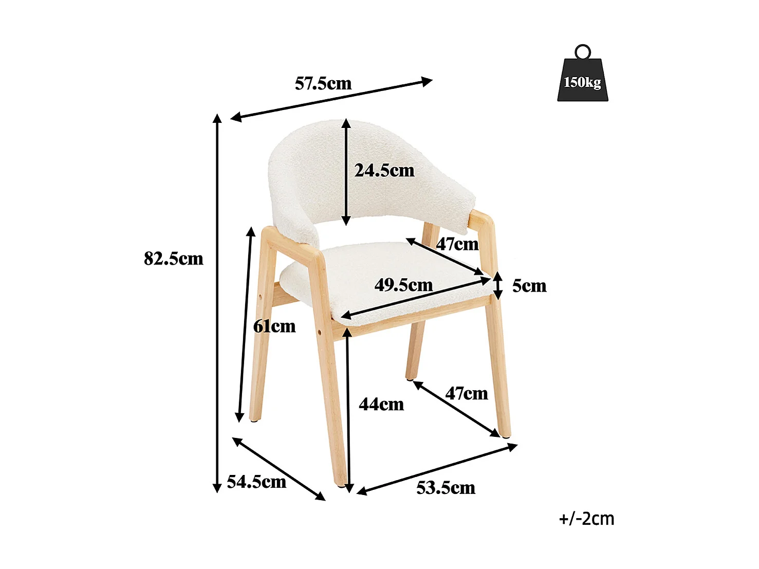 Eetkamerstoel, (4) ergonomische stoelen, gebogen rugleuning, wit