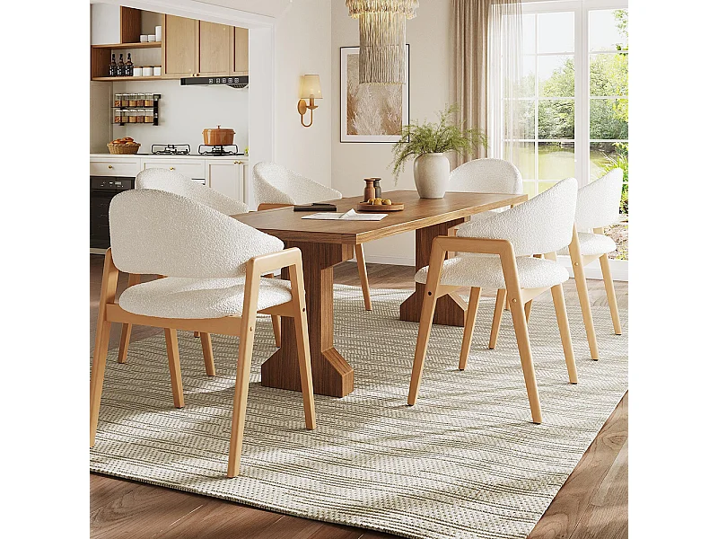 Eetkamerstoel, (4) ergonomische stoelen, gebogen rugleuning, wit