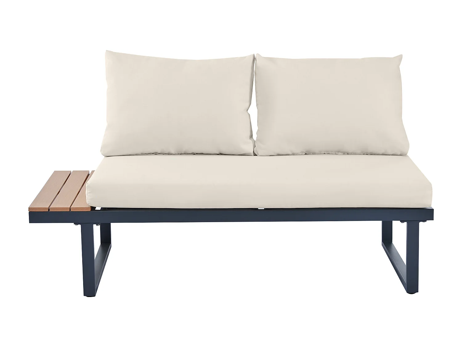 Garten-Entspannungsset, Eckposition, verstellbare Liege (5 Stufen, max. 55°), mit Couchtisch, grau + beige