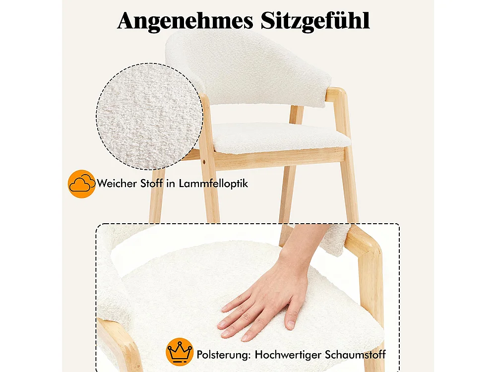 Eetkamerstoel, (2) ergonomische stoelen, gebogen rugleuning, wit