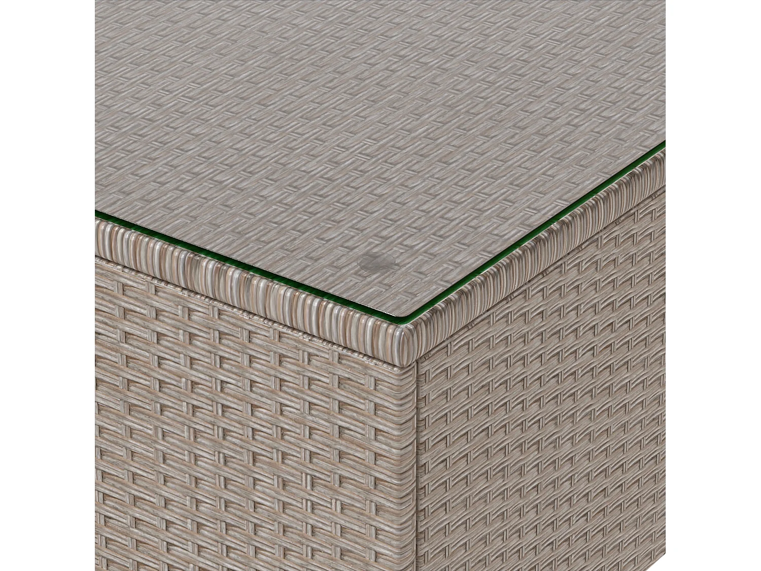 Meubles de jardin décontractés, canapé d'angle, ensemble de canapé avec coussins et coussins, avec table en verre, couleur kaki