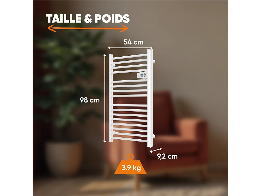 Sèche-serviette électrique sans fluide 500W H.98xL54cm Bestherm HESTIA blanc