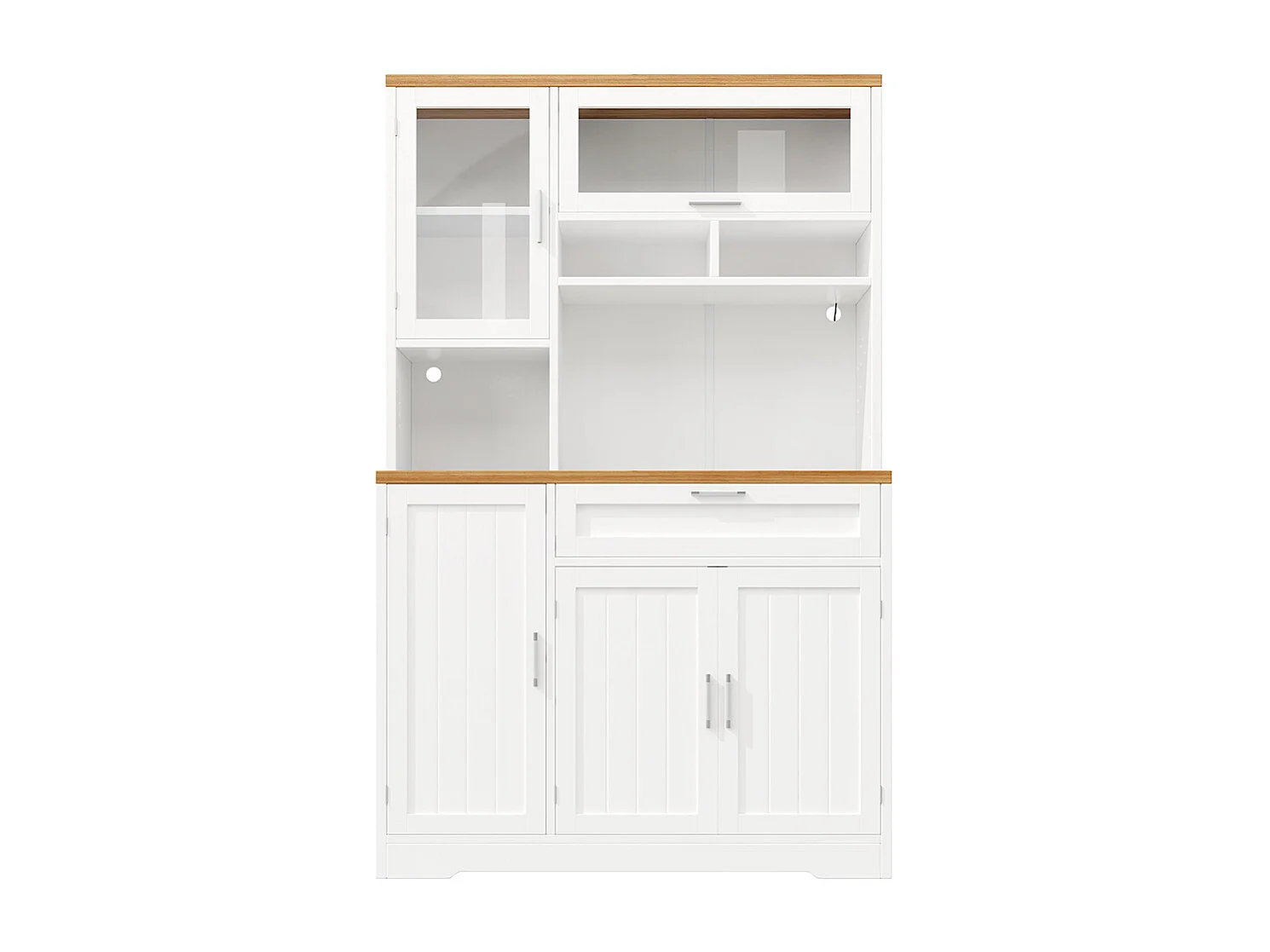 Küchenschrank, Oberschrank/Vitrine mit LED-Beleuchtung, 104x40x180 cm, weiß